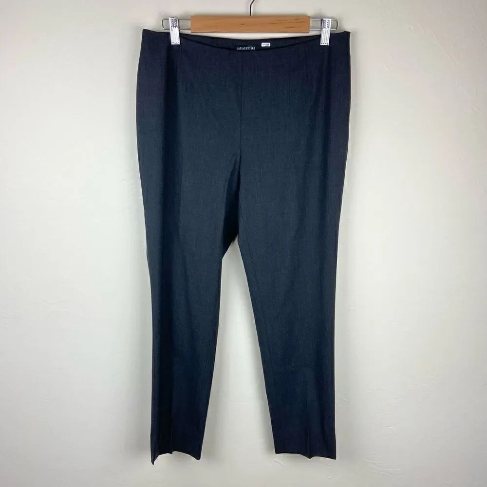 Lafayette 148 Wool-Blend Straight Leg Stretch Pant - Dark Gray